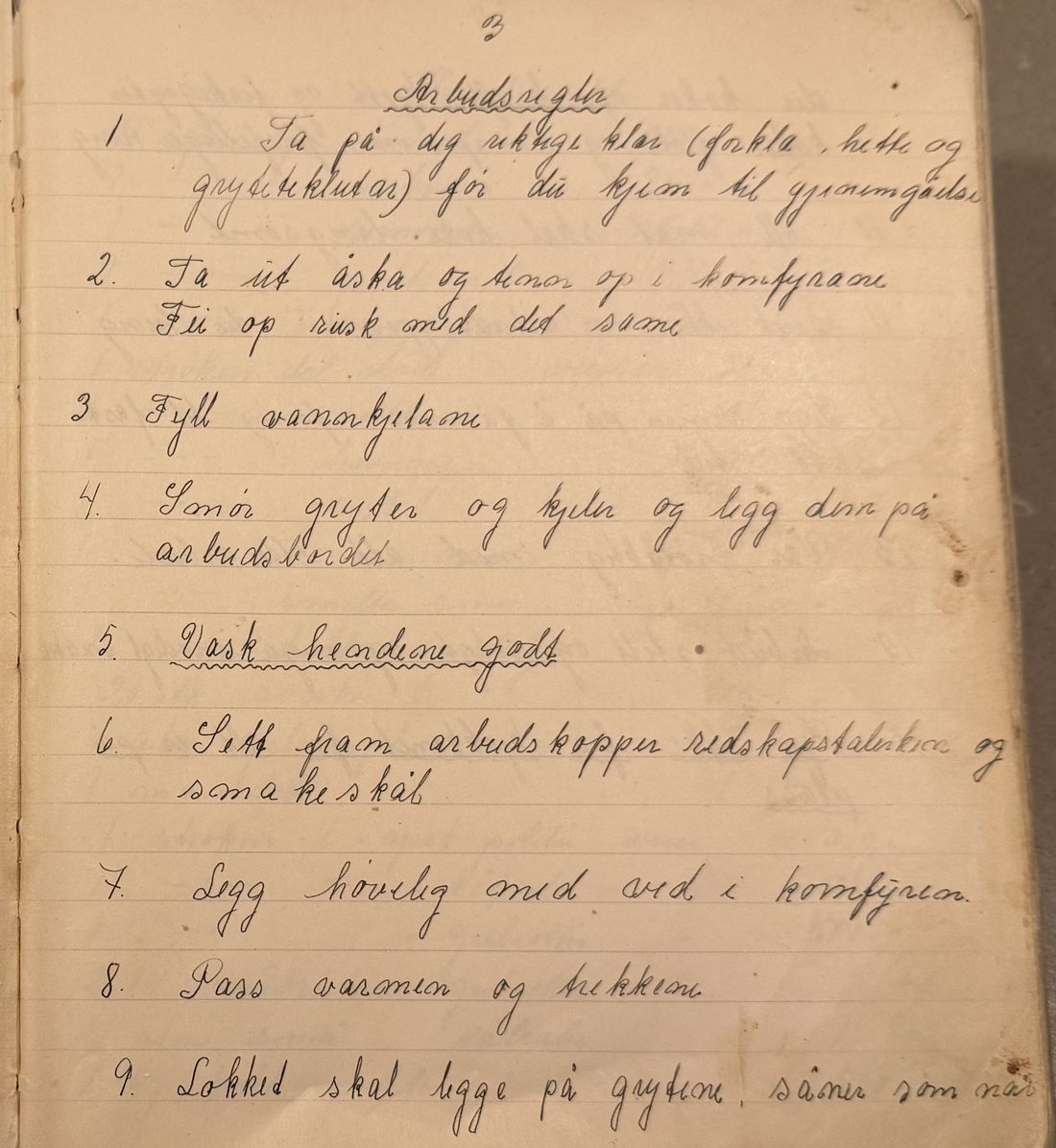 Arbudsregler, Mors egen skrift