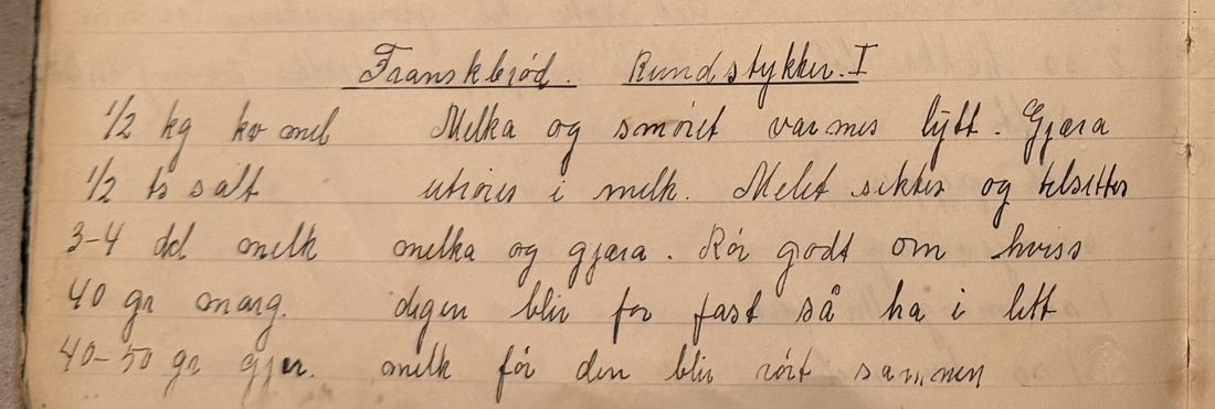 Franskbrød. Rundstykker. I, Mors egen skrift