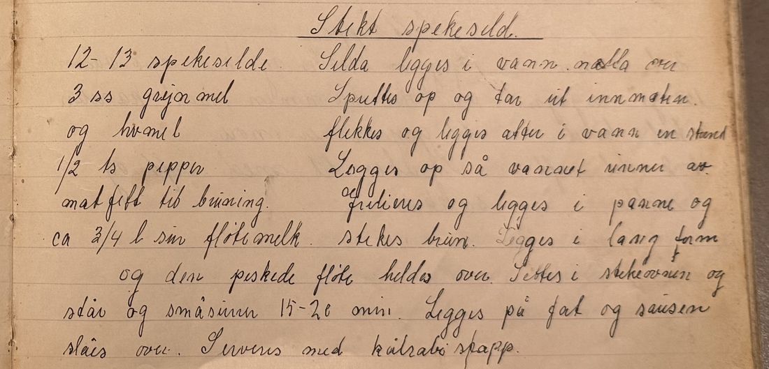 Stekt spekesild., Mors egen skrift