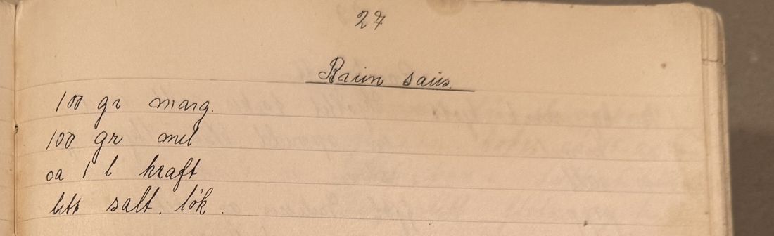 Brun saus, Mors egen skrift