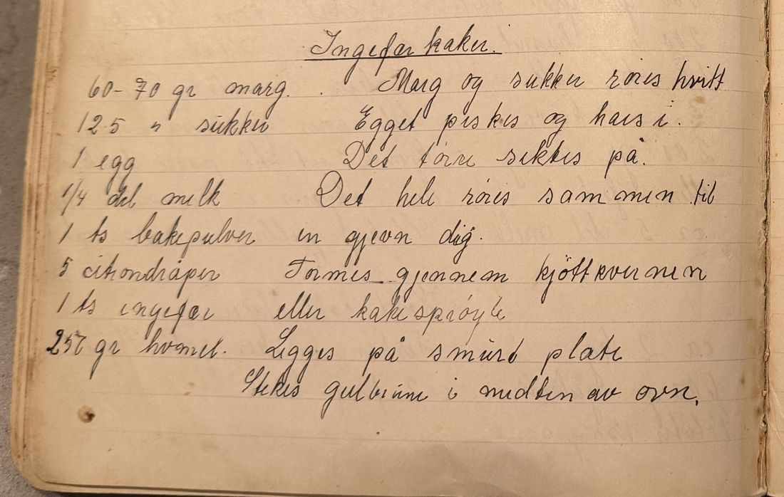 Ingefær kaker., Mors egen skrift
